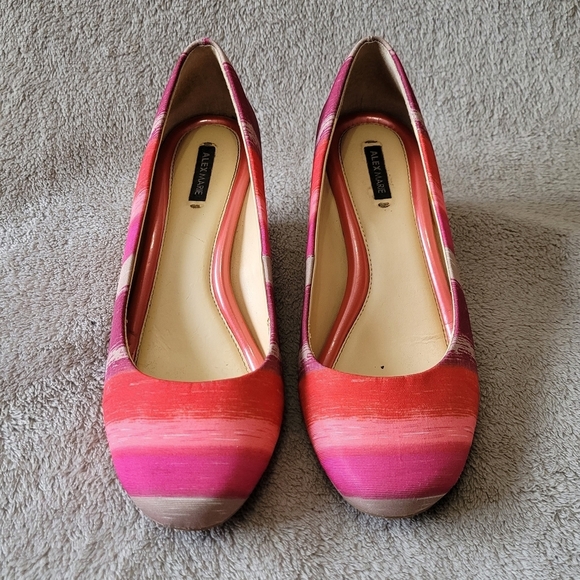 Alex Marie round toe striped cork wedges size 9.5 - Picture 2 of 13